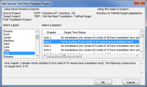 Get source test from Paratext project